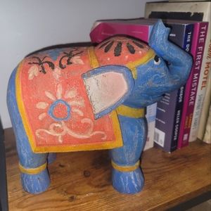 Eurasian Carved Wood Elephant